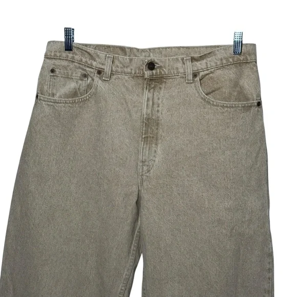 Vintage Levis 550 Men's 38 x 34 Relaxed Fit Cream Distressed Straight Jeans - Picture 4 of 11
